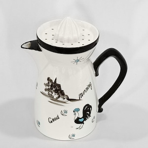 Pitcher Juice Pitcher Juicer Lid Top White Ceramic Breakfast Juice Carafe Farmhouse Kitchen Pitcher Rooster Sun Flowers 4 Cup Juice Pitcher