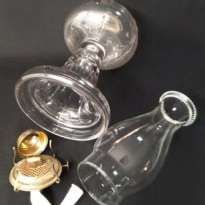 Oil Lamp Antique Glass Pedestal Mantle Lamp Eagle Burner Vintage Kerosene Lamp