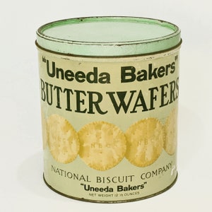 Tin Uneeda™ Bakers Butter Wafers Antique Tin National Biscuit Company Antique Nabisco® Kitchen Storage Canister Container Lid