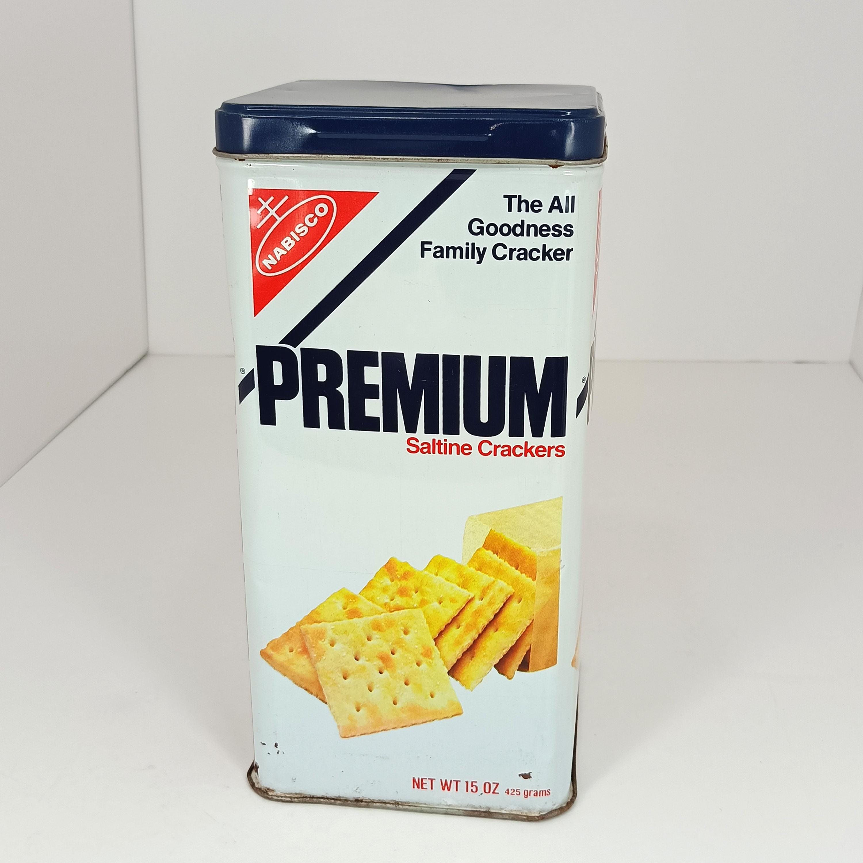 Tin: Nabisco® Premium® Saltine Crackers–white Blue–©1978 Antique