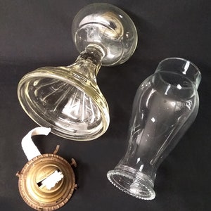 Oil Lamp Vintage Glass Pedestal Mantle Lamp Kerosene Lamp