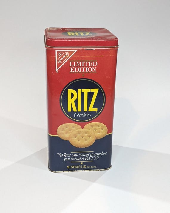 Tin: Ritz Crackers–nabisco Ltd Ed–red Blue Tall Metal Cracker