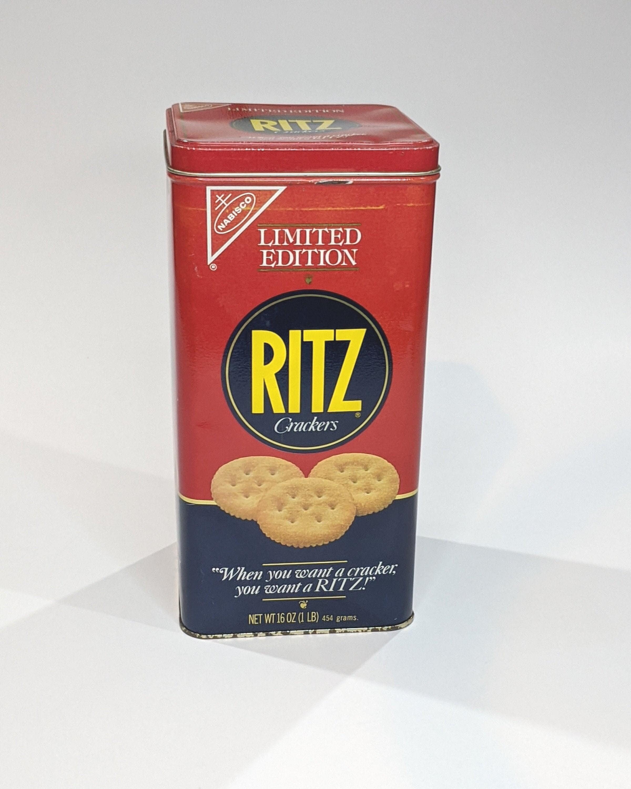 Tin: Ritz Crackers–nabisco Ltd Ed–red Blue Tall Metal Cracker