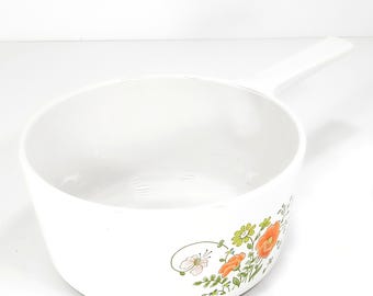 CorningWare Saucepan: "Wildflower" RANGETOPPER™–2 1/2 QT–Pyroceram Aluminum Bottom