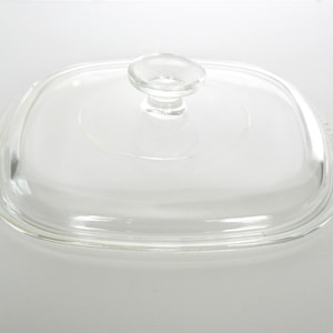 CorningWare: A-9-C Replacement–Square Clear Glass Lid–Large Knob