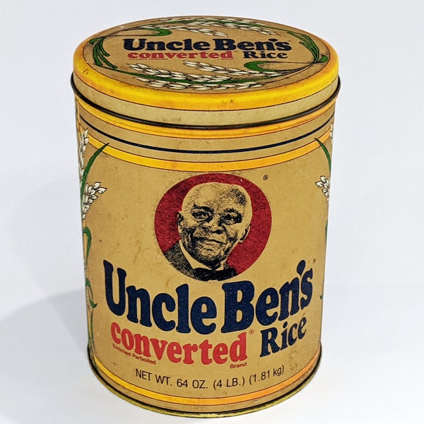 Tin Uncle Ben's® Converted® Rice Tin ©1985 Vintage Replica 1947 Images Round  Kitchen Storage Country Farmhouse Kitchen Rice Canister