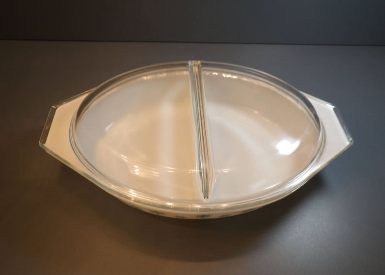 PYREX Snowflake Blue Casserole Divided Dish Lid Glass Ovenware 1-12 Quart