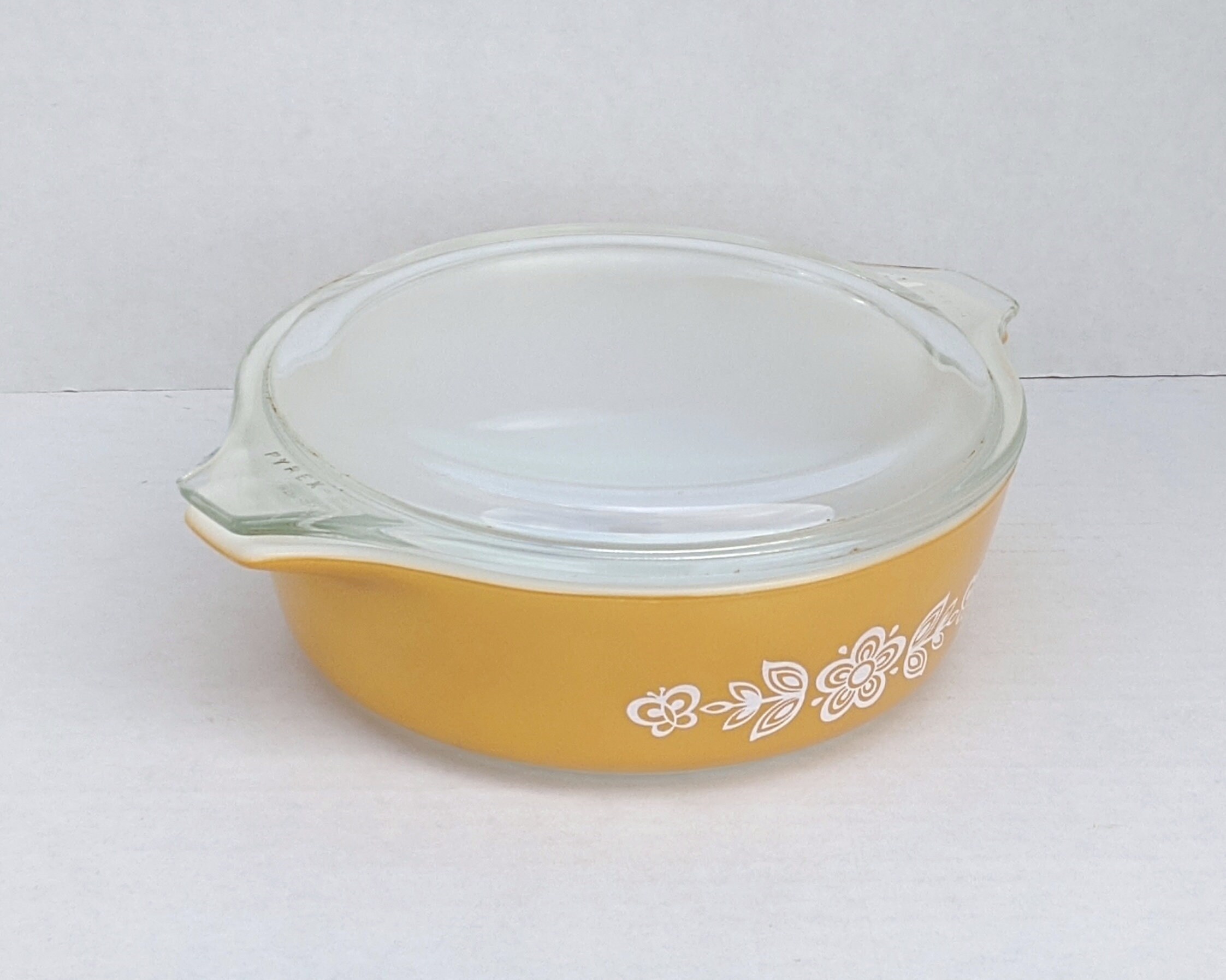 PYREX butterfly Gold Casserole Dish Glass Lid Etsy UK