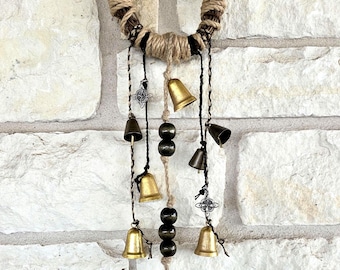 Witch Bells Door Wreath, Protective Home Decor, Witches Knot