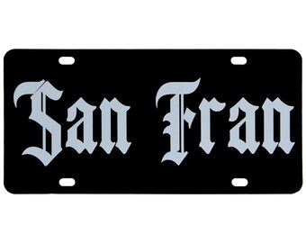 San Fran Stainless Steel License Plate Frame with Screw Caps