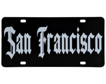 San Francisco Stainless Steel License Plate Frame with Screw Caps