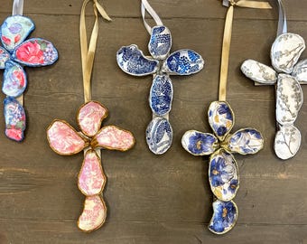 LARGE Oyster Shell Cross • Handmade Custom Gifts • Coastal Wall Art and Decor • Communion & Christening Gifts • Wedding and Holiday Gifts