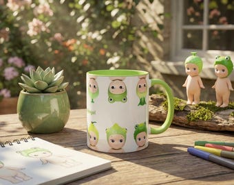 Green Sonny Angel Accent Coffee Mug – Collectible Ceramic Mug, 11oz
