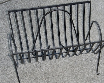 Vintage Black Iron Magazine Rack