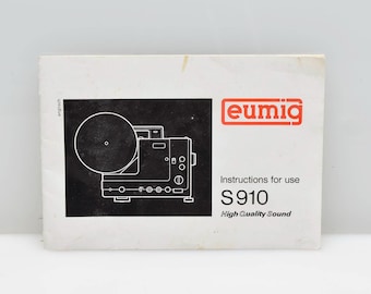 Original Eumig S910 Super8 Projector Instruction Owner Manual, 28 Pages Complete Good Condition,