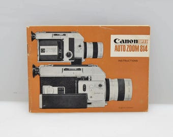 Original Canon Auto Zoom Super8mm Movie Camera Instruction Manual, 36 Pages, Complete