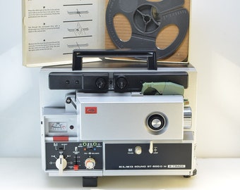 Elmo ST-600 D M 2-Track Super8mm Film Projector Sound/Silent NEAR MINT, Serviced New Belts Installed, In box w/Accessories, Japan