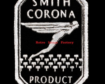 Smith Corona Typewriter Art Deco Winged Nude Female Goddess Logo Photograph, BW, 1930, Black and White, Retro, Typing Goddess, Accent, Gift