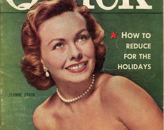 Two (2) 1952 'Quick' mini news/tabloid magazines, Ruth Roman and Jeanne Crain Covers, Fashion, News, Culture, Photos, Advertising and MORE