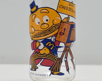 Vintage 1977 McDonald's Mayor McCheese Using Antique Wood Large Format View Camera Drinking Glass, Photography, 4x5, 8x10 Camera, Say CHEESE
