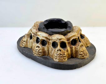 Hand Carved Skull Wood Bowl Ashtray for Candy, Drinks, Dips, Jewelry, Ashes...