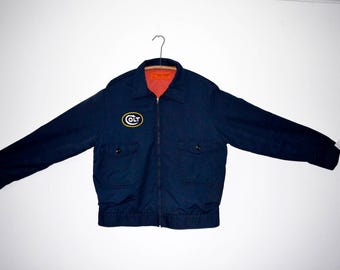 Vintage 1960s Wear-Guard Navy Blue Mechanic's Jacket w/Colt Gun Patch Way Coool Retro!