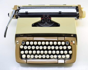 SALE! 1973 Smith-Corona Galaxie 12 Typewriter Lemon Yellow & Butterscotch Professionally Serviced, New Ribbon, Types Perfect, With Case