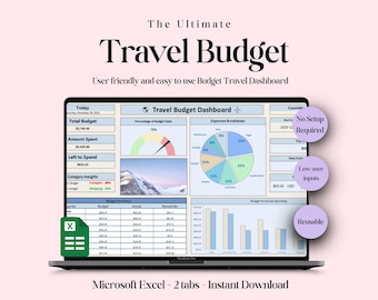 Travel Budget Planner | Expense Tracker & Dashboard | Microsoft Excel Vacation Budget | Very Simple and Easy Holiday planner | Ultimate |