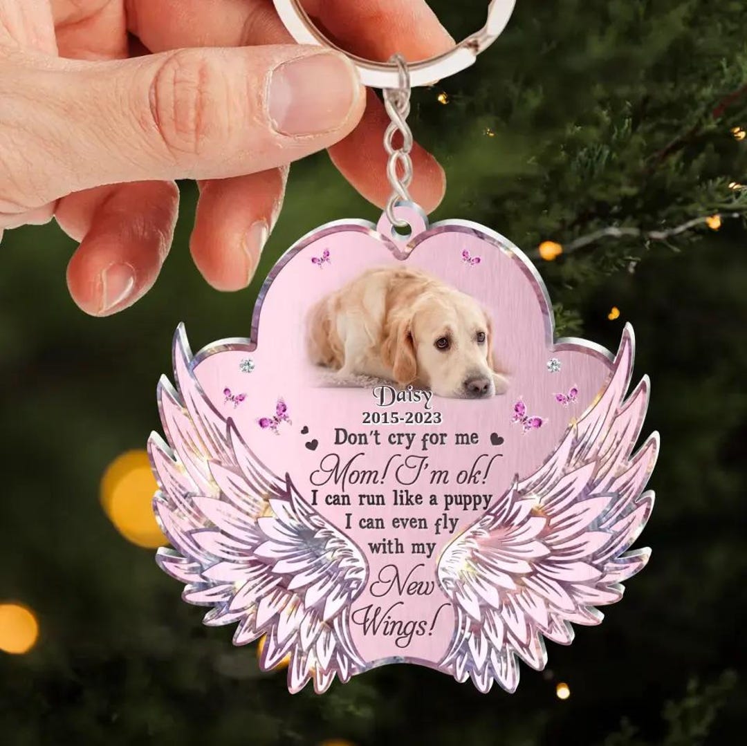 Dog Memorial Keychain Custom Photo, Pet Loss Sympathy Gift ...
