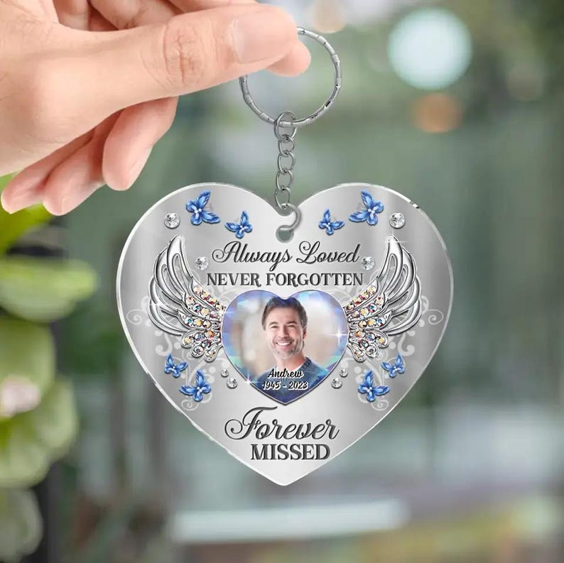 Personalized Memorial Photo Keychain, Custom in Loving Memory Gift ...