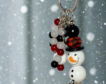 Beaded Snowman Keychain