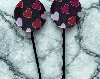 Set of 2 Heart Hair Pins (Bobby Pins)