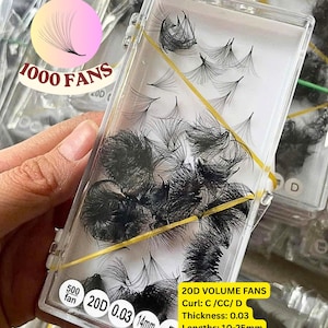 20D Handmade Volume Fans For Lash Extensions 1000Fans/Tray