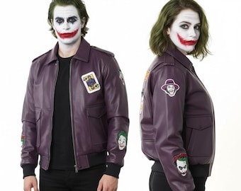 Purple Joker Varsity Jacket With White Sleeves College Letterman