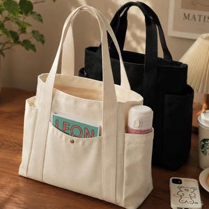 Large Canvas Tote Bag, Oversized Shoulder Bag, College Book Bag, Bachelorette Gifts, Reusable Canvas Handbag,  Summer Tote Bag, Gift for her