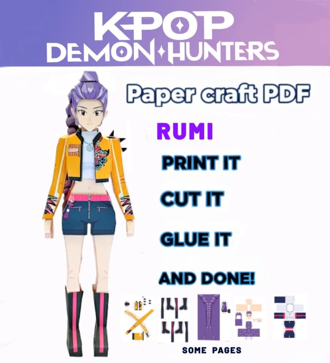Printable Rumi Wide Kpop Demon Hunters Papercraft Rumi Printable PDF / Kpop Demon Hunters ...