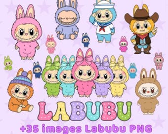 Labubu clipart images, PNG digital download / Labubu clipart PNG images