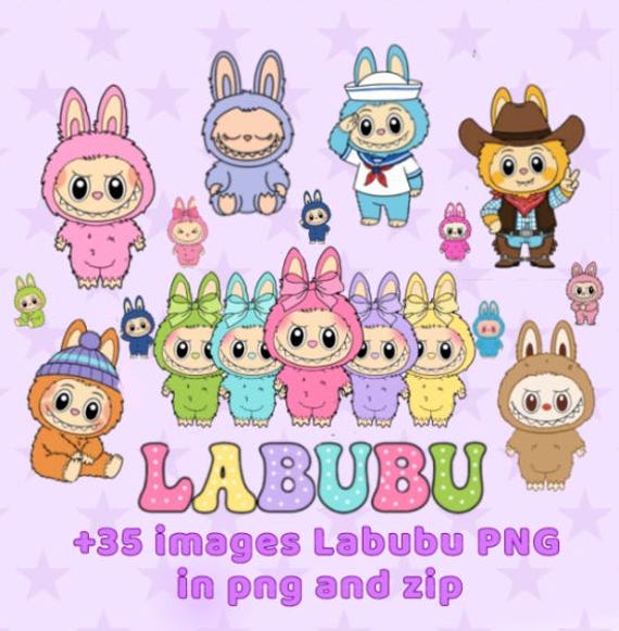 labubu clipart images,PNG  digital download/ Labubu imágenes prediseñadas PNG