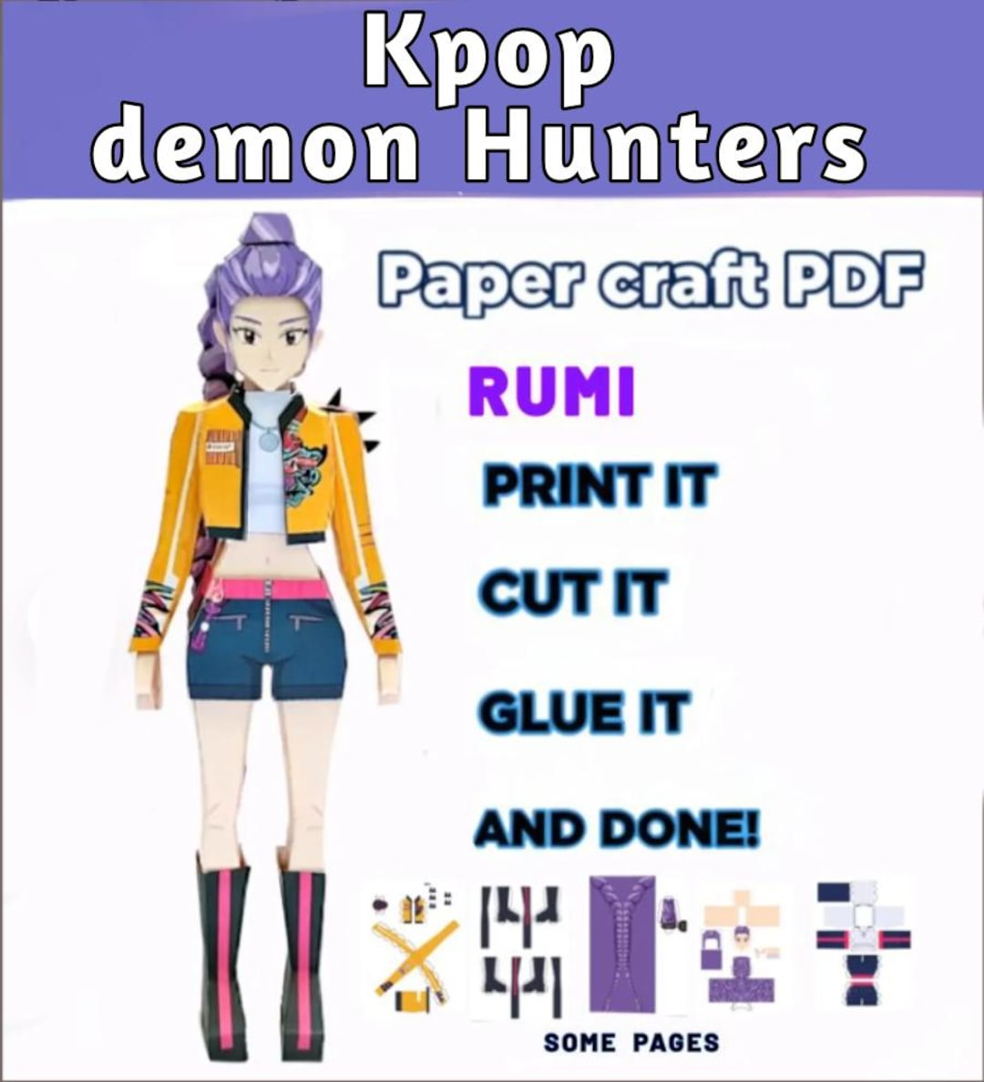 Kpop Demon Hunters Papercraft Rumi Printable PDF / Kpop Demon