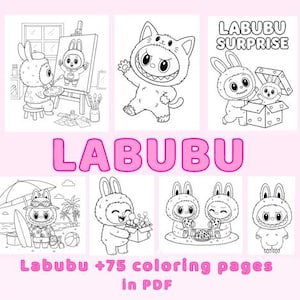 Labubu +75 coloring pages PDF / Labubu coloring pages PDF printables