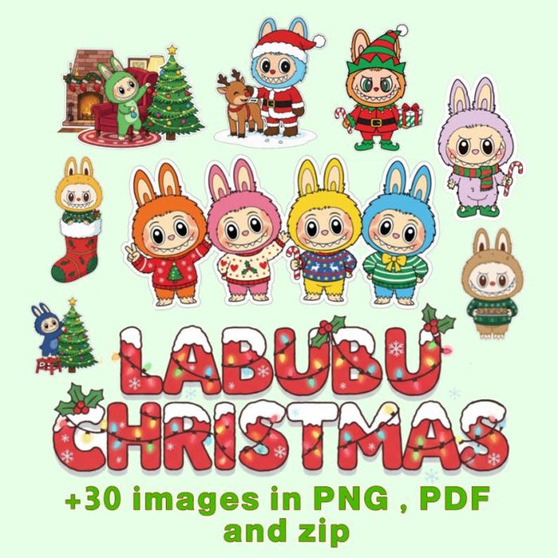 Labubu Letering Labubu Christmas Clipart Images PNG, Digital Download / Labubu ...