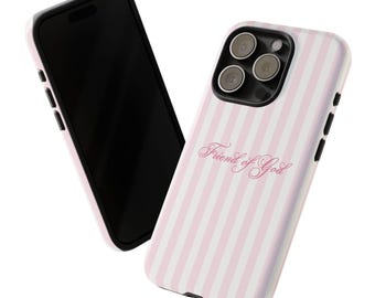 Funda para teléfono Amigo de Dios / Rayas rosas y blancas Accesorio cristiano