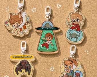 Project Hail Mary Grace & Rocky Cute Chibi Acrylic Keychain Fan Art
