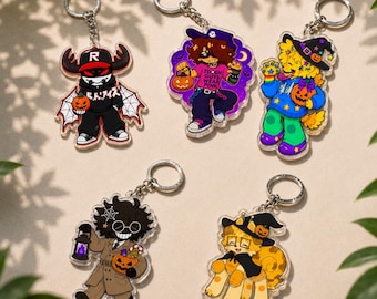 Regretevator Halloween Keychain, Bive Split Pest Poob Infected Acrylic Bag Charm