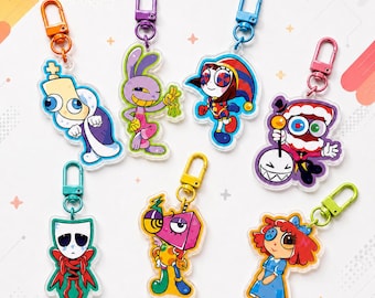 TADC Inspired Acrylic Keychain, Amazing Digital Circus Bag Charm, Fan-Made Gift