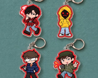 Marble Hornets Keychain, Tim Jay Alex Brian, Acrylic Bag Charm, Fanmade