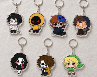 Creepypasta Inspired Acrylic Keychain, Chibi Horror Character Charm, Halloween Gift