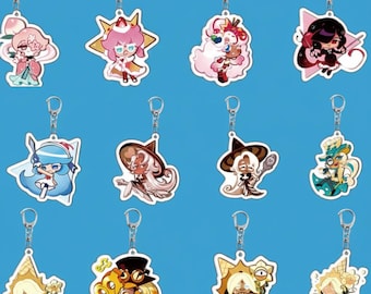 Cookie Run Kingdom - Ancient Cookie Keychains, Shadow Milk Cookie, Pure Vanilla, Dark Cacao, Golden Cheese, White Lily, Hollyberry...