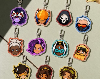 Cute Overwatch DPS Character Keychain, Chibi Fan Art Bag Charm, Video Game Gift