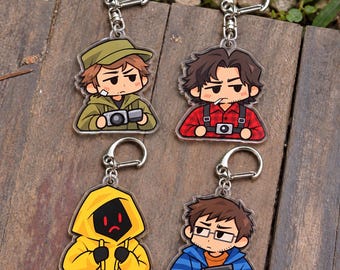 Marble Hornets Acrylic Keychain, Tim Jay Alex Brian, Halloween Horror Fan Gift